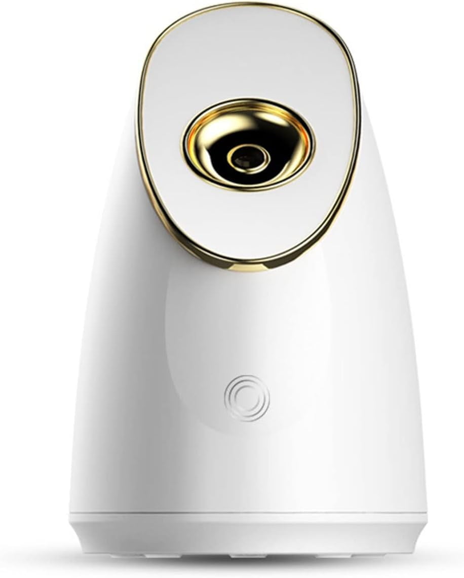 Nano Ionic Facial Steamer, Professional Nano Ionic Warm Mist, Home Face Sauna Portable Humidifier Machine, Mini Facial Steamer with Touch Switch & Automatic Power-Off (Color : White)