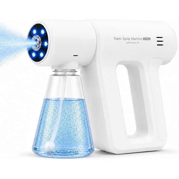 Nano Machine Blue Ray Mist Sprayer Handheld Cordless Rechargeable Atomizer 350ML Refillable Single Gear Fine Mist for /Salon/Office/Travel Water-Based Solution Mister (K5Plus)