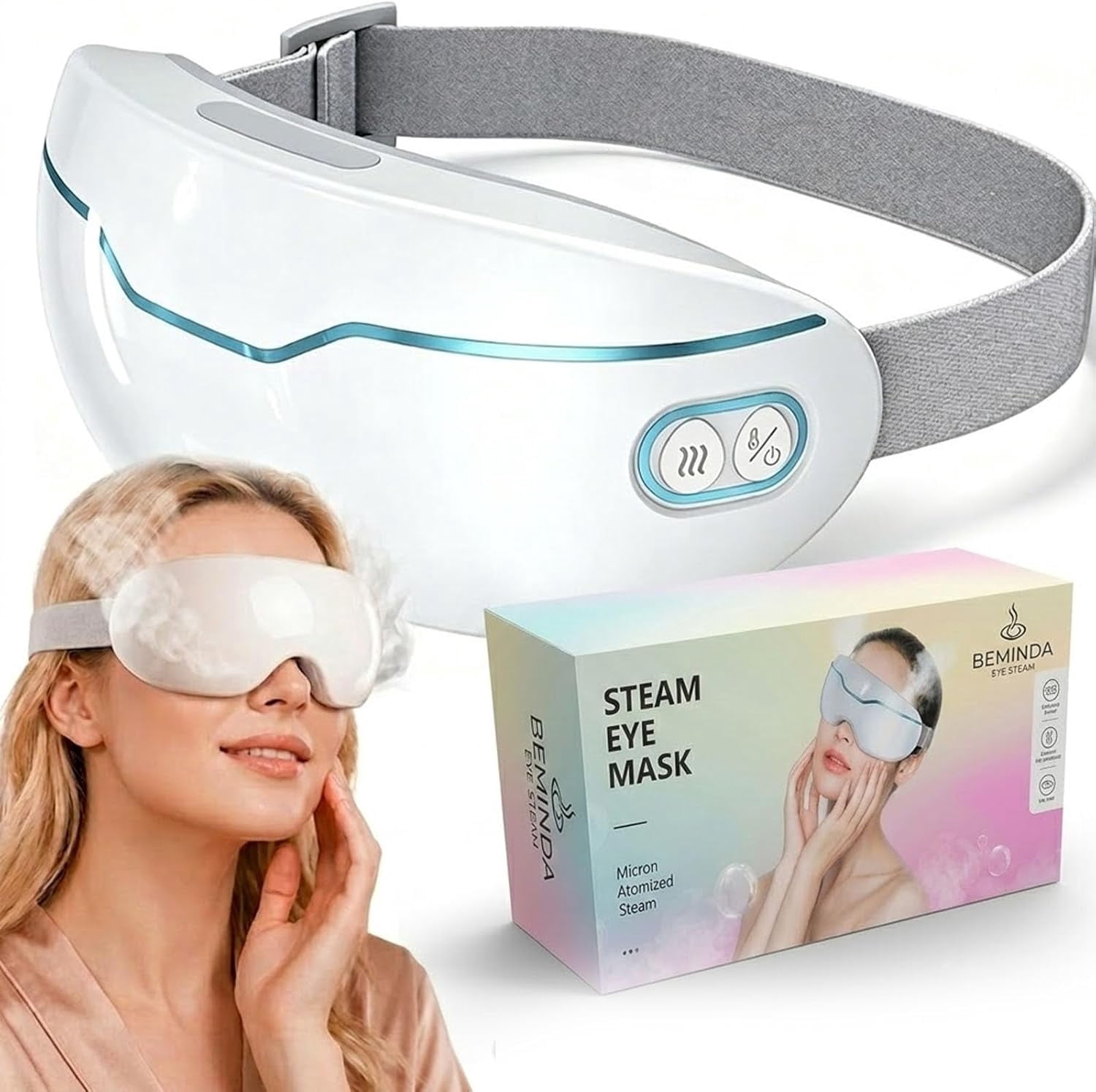 Nano Mist Steam Eye Mask, 2 Steam Modes, 40°C/42°C Hot Compress ...