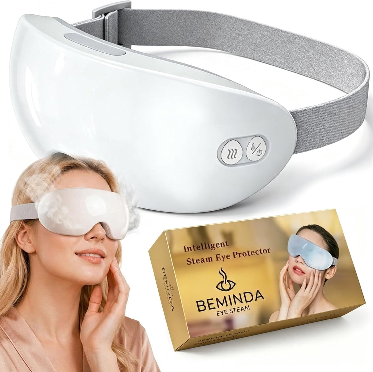 Nano Mist Steam Eye Mask, 2 Steam Modes, 40°C/42°C Hot Compress ...