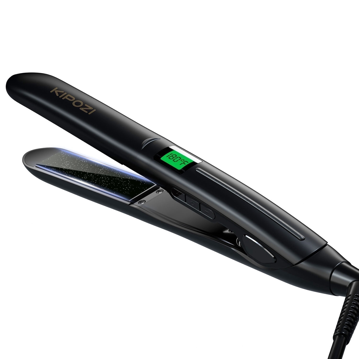 Nano Negative Ion Flat Iron, Anti-Static Hair Straightener with 1 inch Floating Titanium Plates, Black