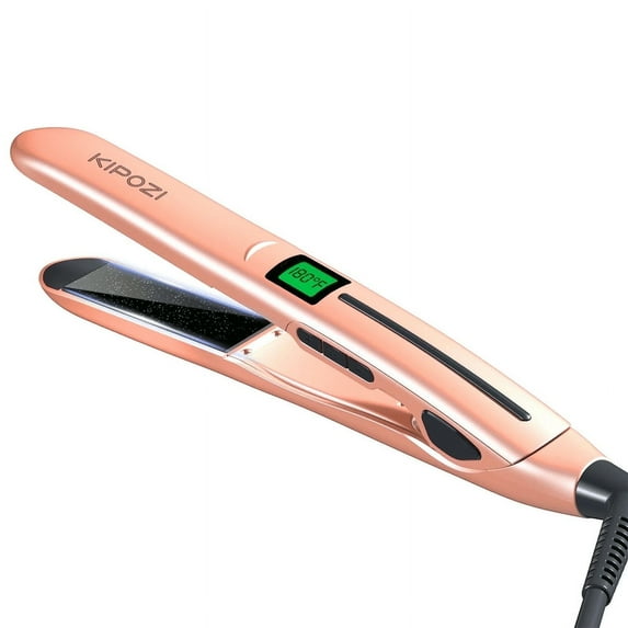 Nano Negative Ion Flat Iron, Anti-Static Hair Straightener with 1 inch Floating Titanium Plates, Champagne Gold