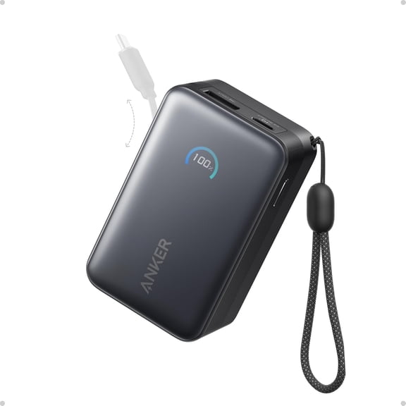Nano Portable Charger, 45W 10000mAh with 2.3 ft Retractable Cable, Compact Power Bank, Travel Essential Phone Battery Pack for iPhone 17/16 Series, iPad, Galaxy, Pixel, and More