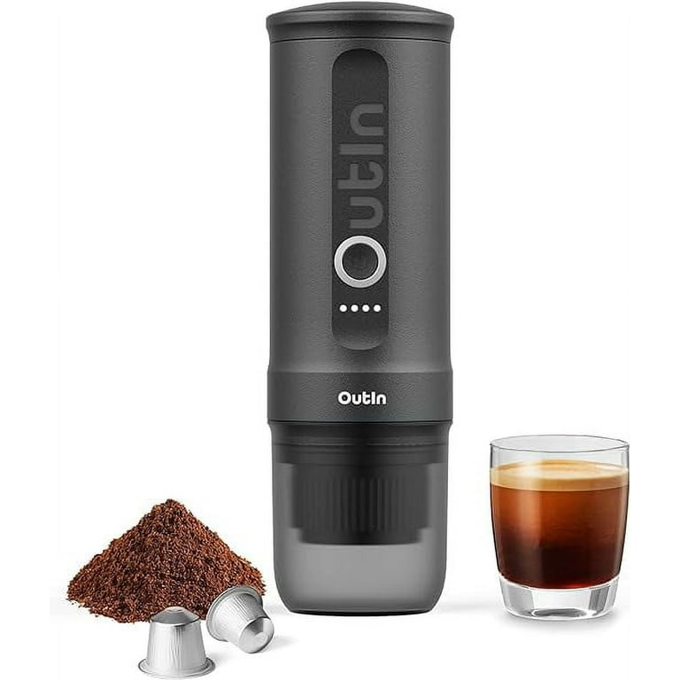 Outin Nano Portable Electric Espresso Machine Self Heating 12V 24V Ideal for Travel Camping Office Space Grey Walmart