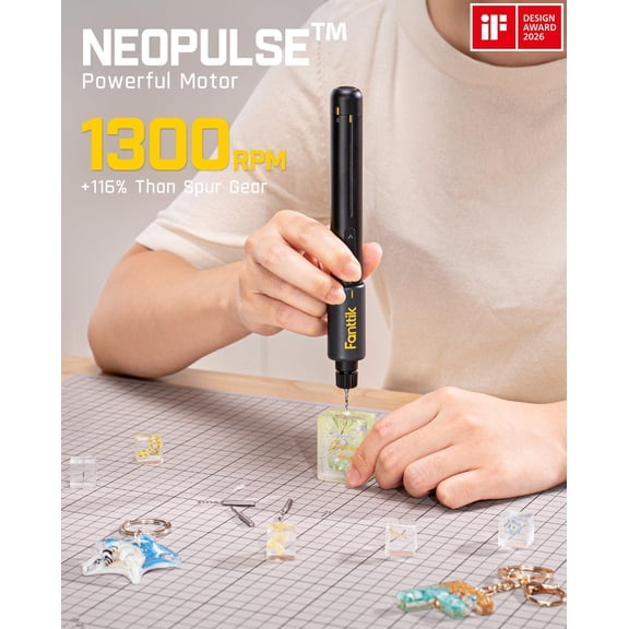 Nano Power Drill - 800mAh Rechargeable Electric Screwdriver with 20 Bits for Jewelry PCB Resin Projects