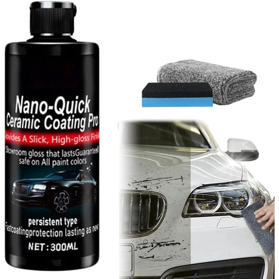 Nano Ceramic Coating Pro, 10.58 fl.oz Revolutionary Nano Spray for Car Detailing, Car Nano Quick Coat Restoring, for Dust-Proof Glass Effect and Lasting Luster (1PCS)