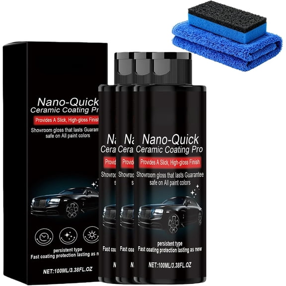Nano Quick Ceramic Coating Pro, Advanced Car Paint Protection Spray for Long-Lasting Shine and Gloss Finish (3pcs)