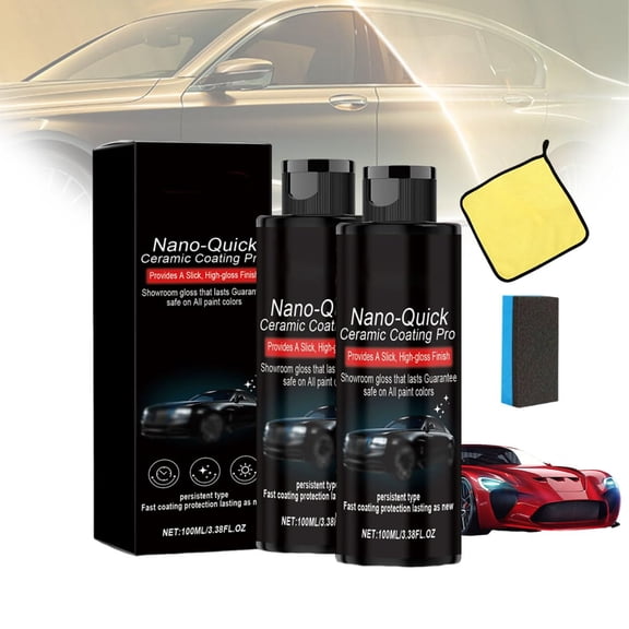 Nano-Quick Ceramic Coating Pro for Automobiles, Quick Effect Coating Agent for Car, Ceramic Shielding Agent for Cars, Instant Shine & Scratch Repair(2PCS)