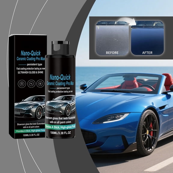 Nano-Quick Ceramic Coating Pro Max - Advanced Hydrophobic Car Polish & Paint Sealant - Showroom High Gloss, Multi-Surface Protection for Paint, Plastics, Rubber & Tires,100ml(1 Pack)