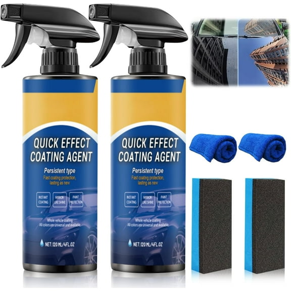 Nano Quick Coat Restore, 3-in-1 Quick Car Coating Spray for Paint Protection, Scratch Repair & Waterless Wash with Hydrophobic Effect, Includes Sponge & Cloth