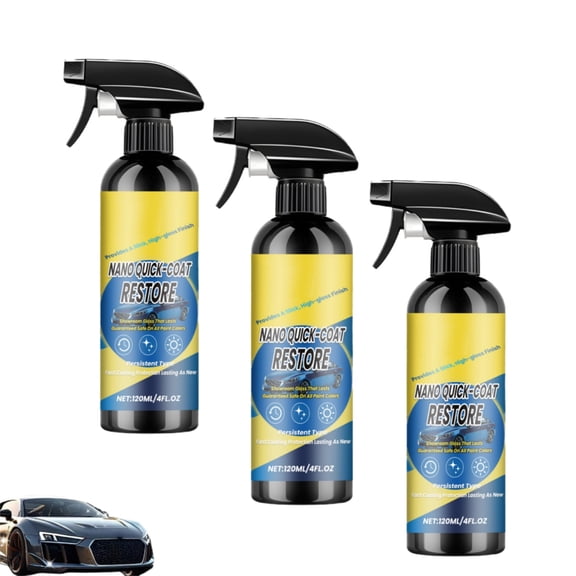Nano Quick Coat Restore Coating Spray, 2026 Advanced Automobile Quick, Acting Coating Agent with Dust, Multi-Functional Waterless Coatings Renewal Agent, for Cars, Motorcycles (3PCS)