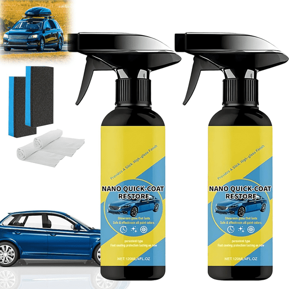 Nano Quick Coat Restore Coating Spray, 2026 Advanced Automobile Quick-Acting Coating Agent, Quick Effect CoatingAgent Spray with Dust Proof ,Multi-Functional Waterless Coatings Renewal Agent (2SET)