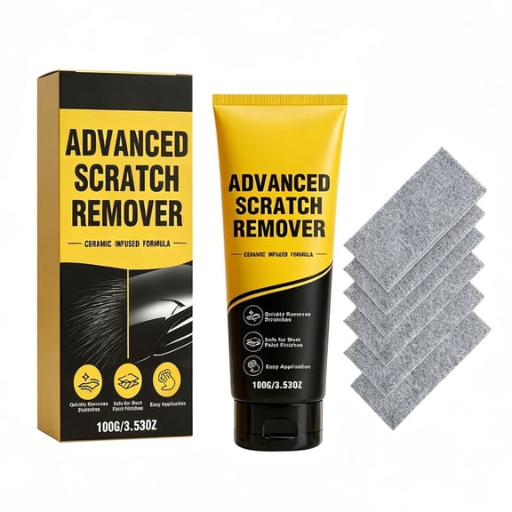Nano Sparkle Cloth Car Scratch Remover with Scratch Repair Paste, Upgraded Nano Sparkle Cloth for Cars Scratches, Miracle Nano Cleaning Cloth Scratch Remover for Deep Scratch Repair(3.53oz),Yellow