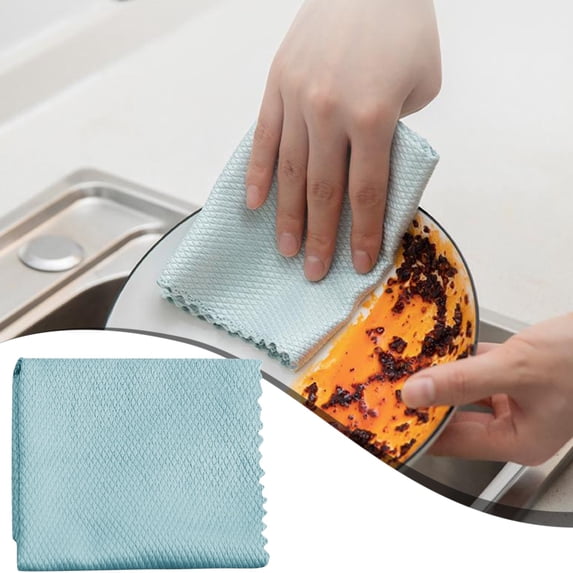 Nano Streak-Free Cleaning Cloth, Microfiber Scouring Pad, Reusable Absorbent Lint-Free Towel (1 Pack, 10" X 10"),
