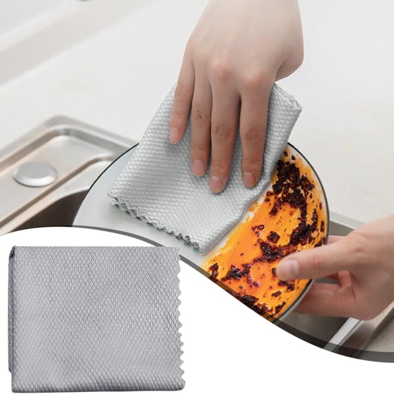 Nano Streak-Free Cleaning Cloth, Microfiber Scouring Pad, Reusable Absorbent Lint-Free Towel (1 Pack, 10" X 10"),