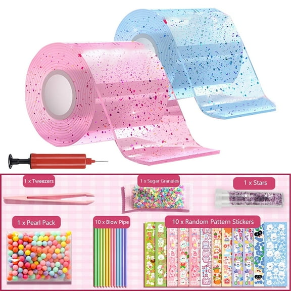 Nano Tape Bubble Kit, Double Sided Tape Elastic Bubbles DIY Craft Kit, Stress Balls Toys, Squishy Ball, Anxiety Relief Toy, Party Favors and Fidget Toys for Girls, Boys, Kids
