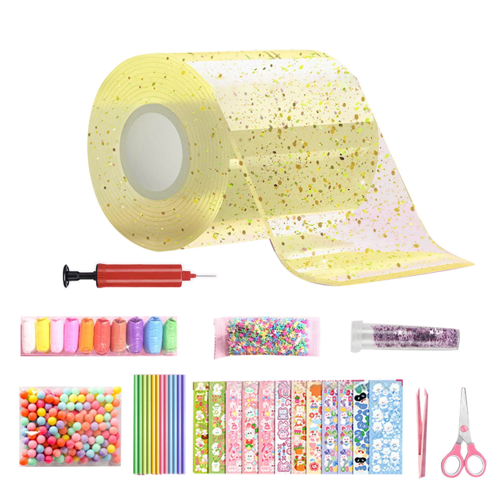 Nano Tape Bubble Kit for Kids, Nano Bubble Tapes Kit with Glitter, Clay, Cute Stickers and Accessories Tools, Nano Tape Crafts for Kids Girls,B