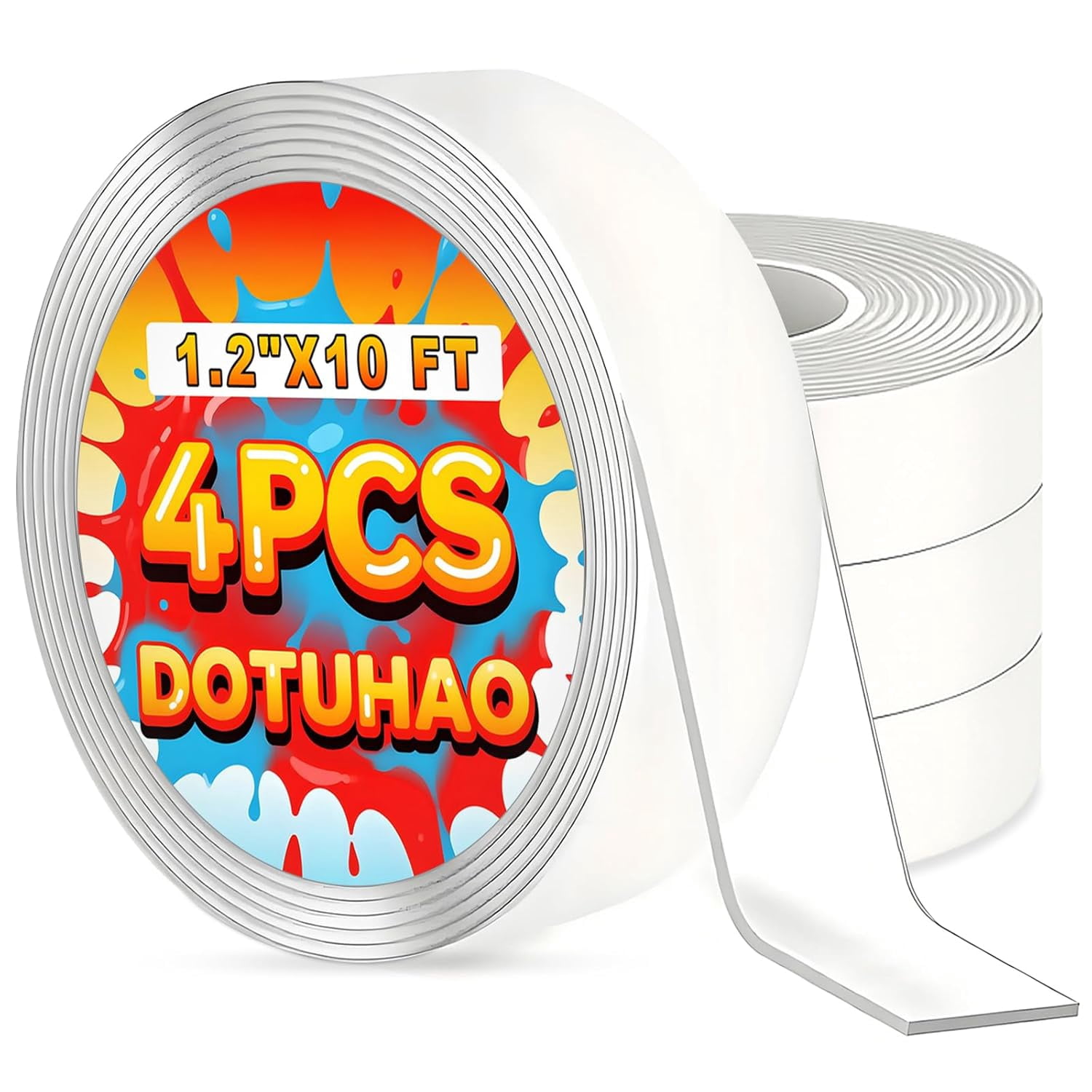 Nano Tape, Double Sided Tape, Removable Wall Tape for Hanging Picture, Poster, Carpet, Wall/Car/Home Mounting Strips, No Residue Clear Adhesive (4PCS)