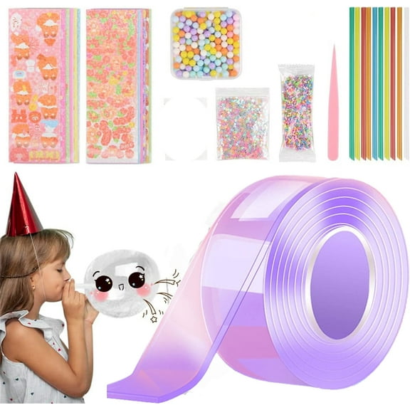 Nano Tape for Making Bubbles,3mX5cm Nano Bubbles Tape Creative Blowable Bubble Double Sided Tape with Sequins DIY Craft Kit Multifunction Nano Bubbles Tape Kit Party Favors for Kids