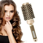 Nano Thermal Ceramic & Ionic Large 2 inch Barrel Round Hair Brush with Boar Bristle for Hair Drying, Styling, Curling, and Shine, Gold brush for women hair ( 1.8 inch)
