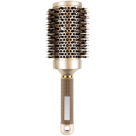Nano Thermal Ceramic & Ionic Round Hair Brush with Boar Bristles,Enhances Shine and Texture,Ideal for Styling,Curling,and Drying