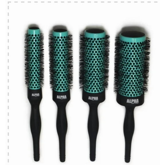 Nano Thermal ceramic Ionic Boar Bristle Professional Hair Brush 4pc Set (Green) By Alpha New York