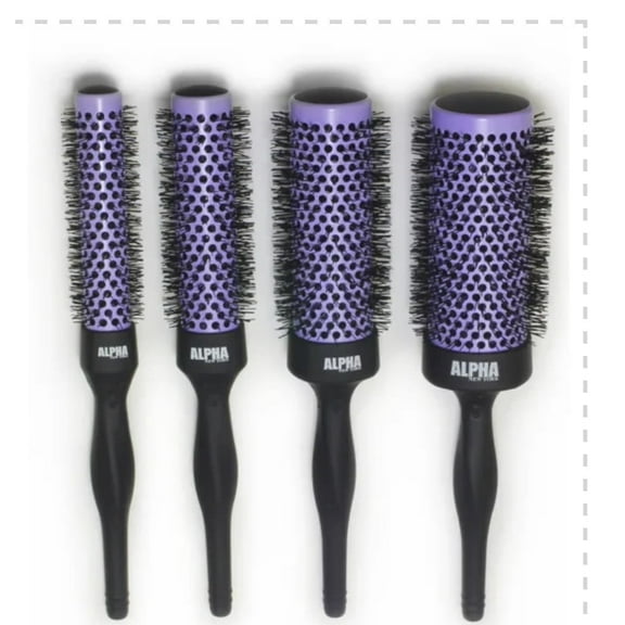 Nano Thermal ceramic Ionic Boar Bristle Professional Hair Brush 4pc Set (purple) By Alpha New York