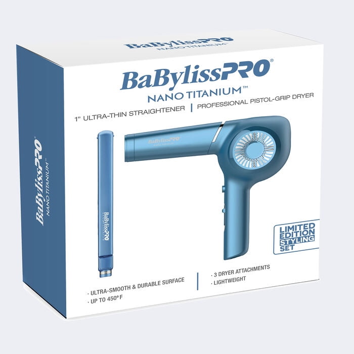 BaBylissPRO Nano Titanium Hair Blow Set 1 Ultra Thin Straightener Combo Walmart