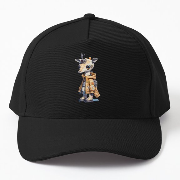 Nano Towers Giraffe Soldier Baseball Hat, Futuristic Military Character Design, Classic Cap