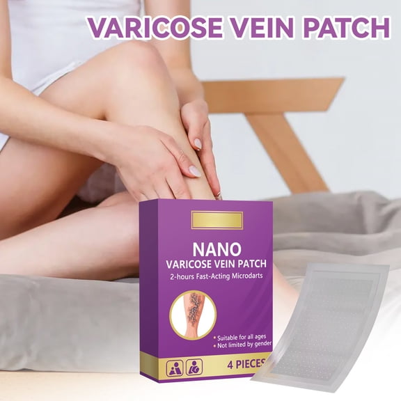 Nano Varicose Vein Patch – 4 Pieces Microdarts Fast-Acting Patch for Targeted Skin Application, External Use for All Ages & Gender Neutral