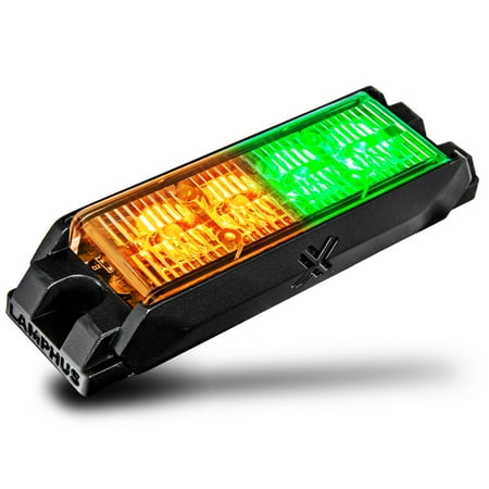 NanoFlare 4" 4-Watt LED Grille Light [SAE Class 1] [72 Flash Patterns] [3-Year Warranty] Surface Mounted Emergency Strobe Light Head - Amber / Green