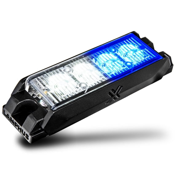 NanoFlare 4" 4-Watt LED Grille Light [SAE Class 1] [72 Flash Patterns] [3-Year Warranty] Surface Mounted Emergency Strobe Light Head - Blue / White