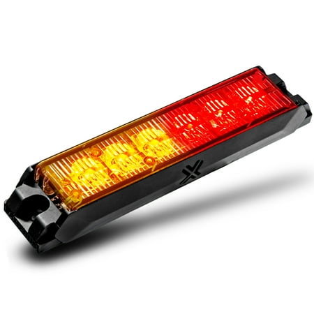 NanoFlare 5.25" 6-Watt LED Grille Light [SAE Class 1] [72 Flash Patterns] [3-Year Warranty] Surface Mounted Emergency Strobe Light Head - Amber / Red