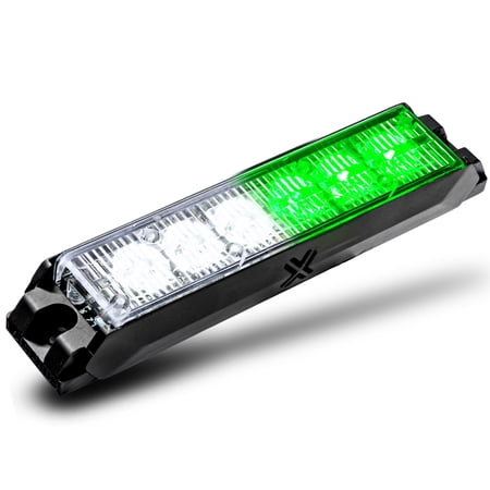 NanoFlare 5.25" 6-Watt LED Grille Light [SAE Class 1] [72 Flash Patterns] [3-Year Warranty] Surface Mounted Emergency Strobe Light Head - Green / White