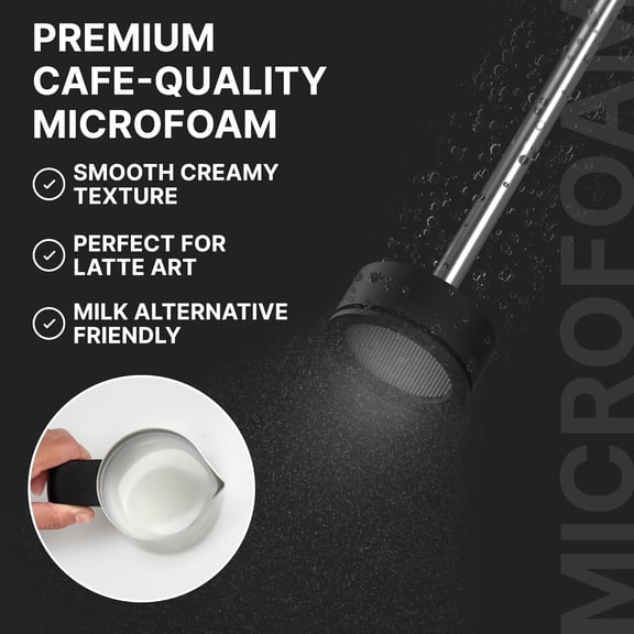 NanoFoamer V2 Performance Milk Foamer | NEW Model Edition | Waterproof, Dual-Speed, Stainless Steel | Microfoamed Milk in 30 Seconds, Barista-Style Coffee Drinks Home