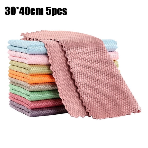 NanoScale Reusable Cleaning Cloths for Home, Kitchen, and Glass - 5 Pack, 25x25cm Microfiber Towels with Streak-Free Technology