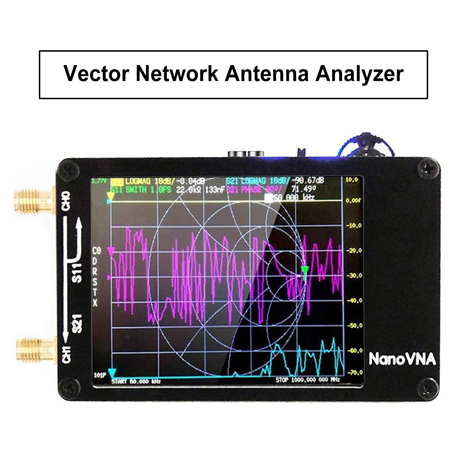 Analizzatore Di Rete NanoVNA Vector 50KHz-1.5GHz – Schermo 2.8'' TFT, Batteria Inclusa, Misura S-Parametri, ROS, Fase, Smith Chart (Ver. 3.4)