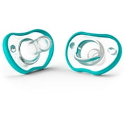 Nanobebe Baby Pacifiers 0-3 Month - Orthodontic, Curves Comfortably with Face Contour, Award Winning for Breastfeeding Babies, 100% Silicone, Perfect Baby Registry Gift 2pk,Teal