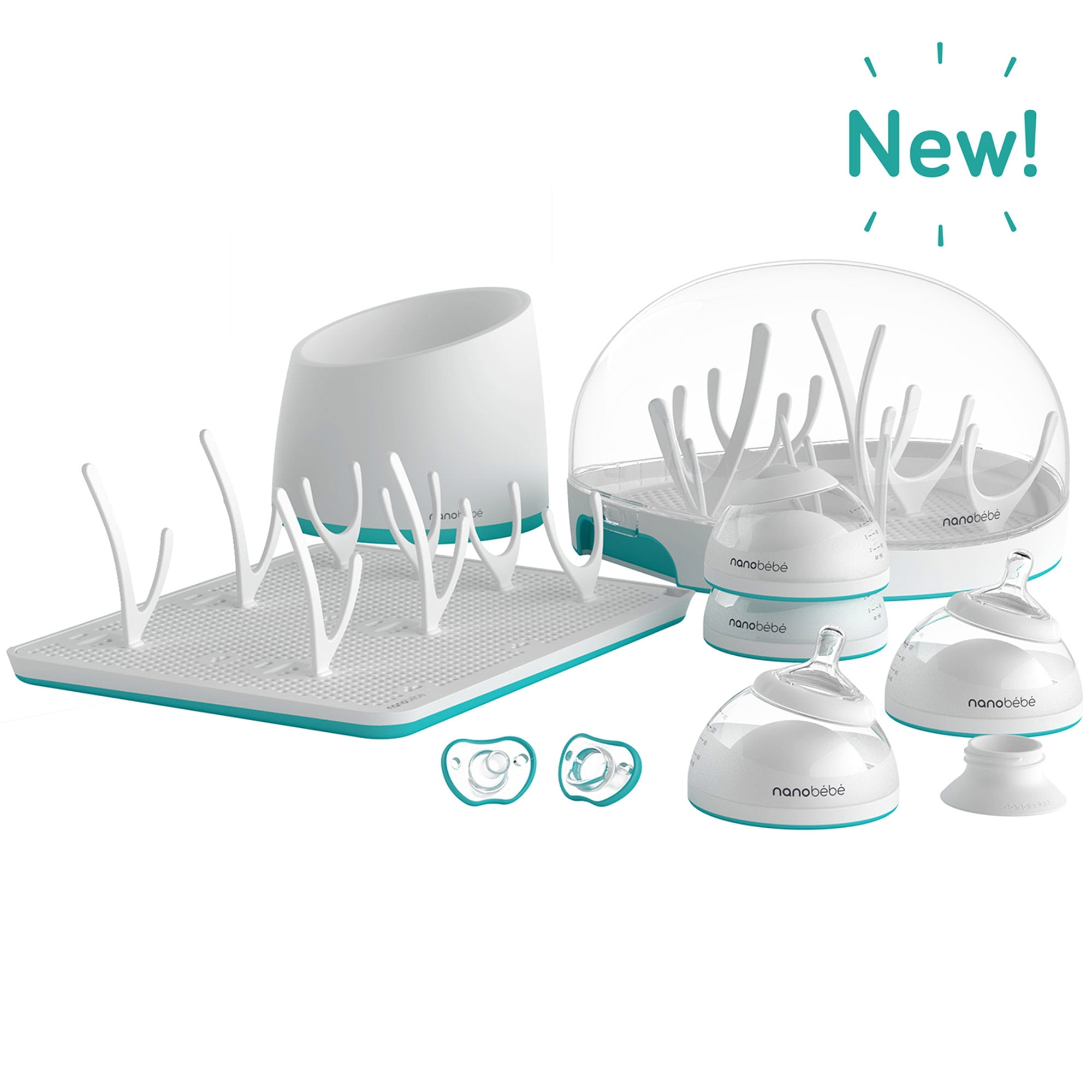 Nanobebe Complete Newborn Baby Bottle Gift Set Accessories, Teal