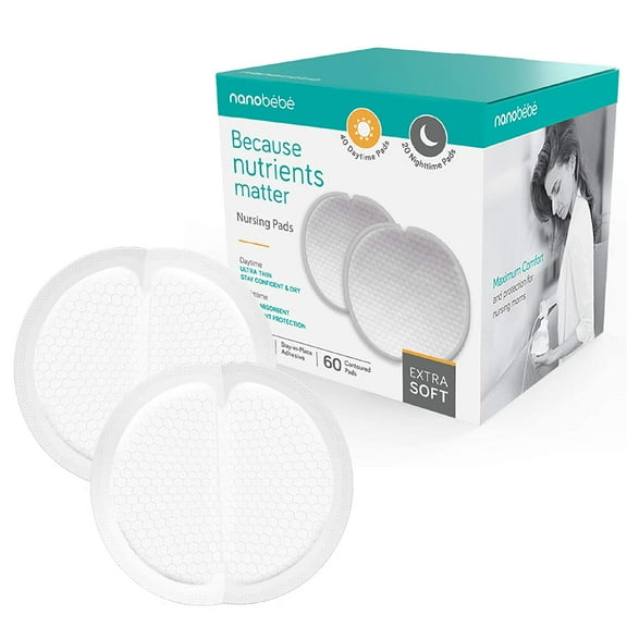 Nanobebe Day & Night Disposable Nursing Pads - Soft, Comfortable, & Ultra-Absorbent, 60pk