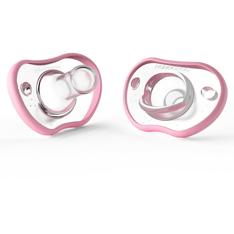 Nanobebe Flexy Baby Pacifiers, 0–3 Months, 2-Pack, Pink