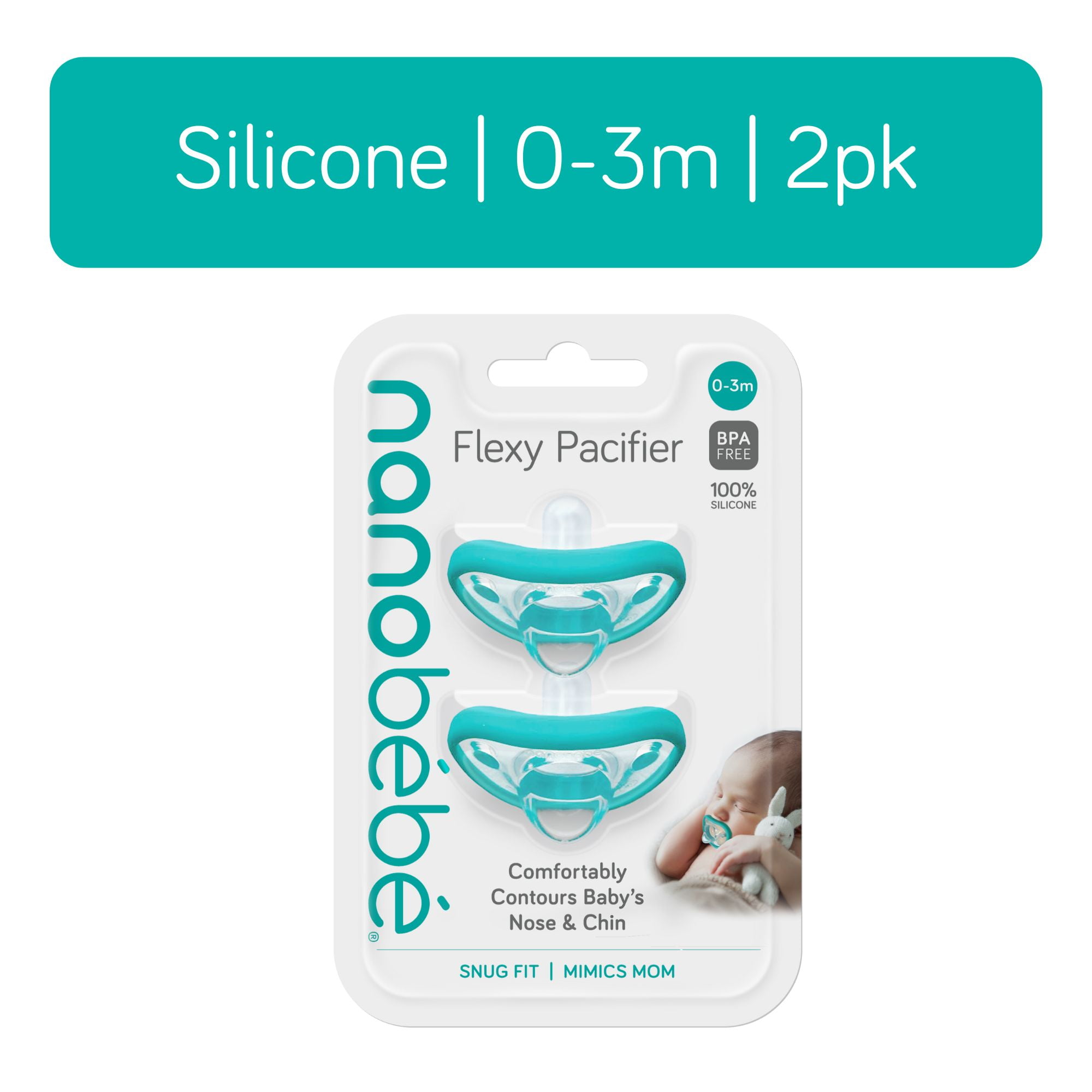 Nanobebe Flexy Newborn Pacifier 0-3m Teal Ergonomic Skin-like