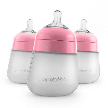 Nanobebe Pink 9oz Anti-Colic Flexy Silicone Baby Bottles | 3 Pack