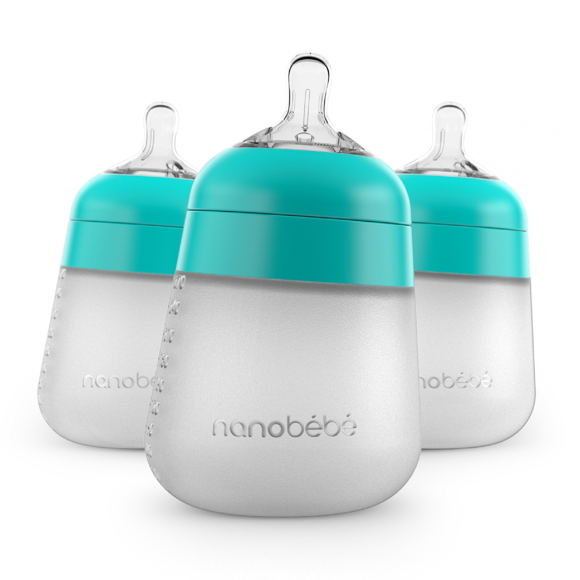 Nanobebe Teal 9oz Anti-Colic Flexy Silicone Baby Bottles | 3 Pack - image 1 of 9