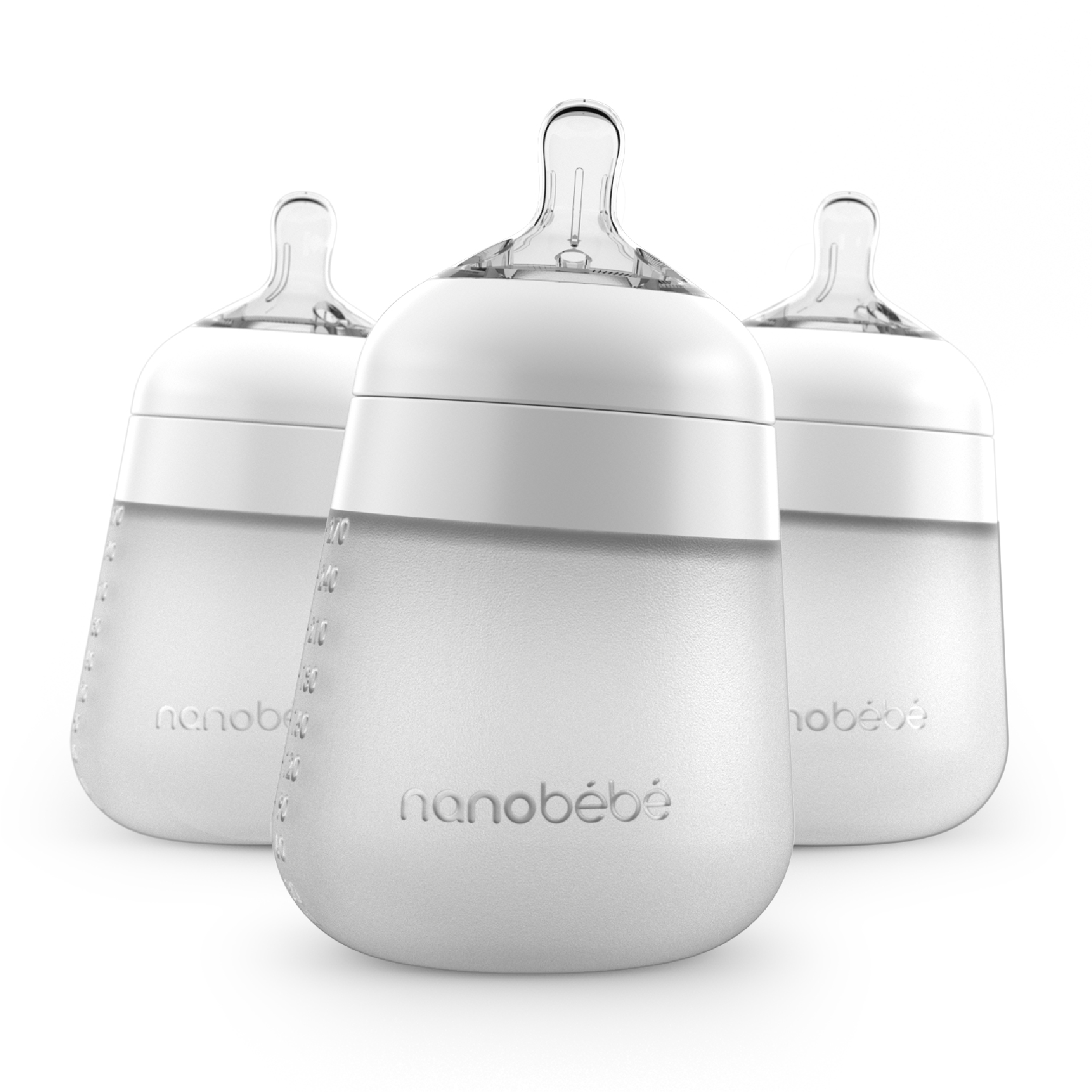 Nanobebe White 9oz Anti-Colic Flexy Silicone Baby Bottles | 3 Pack - image 1 of 9