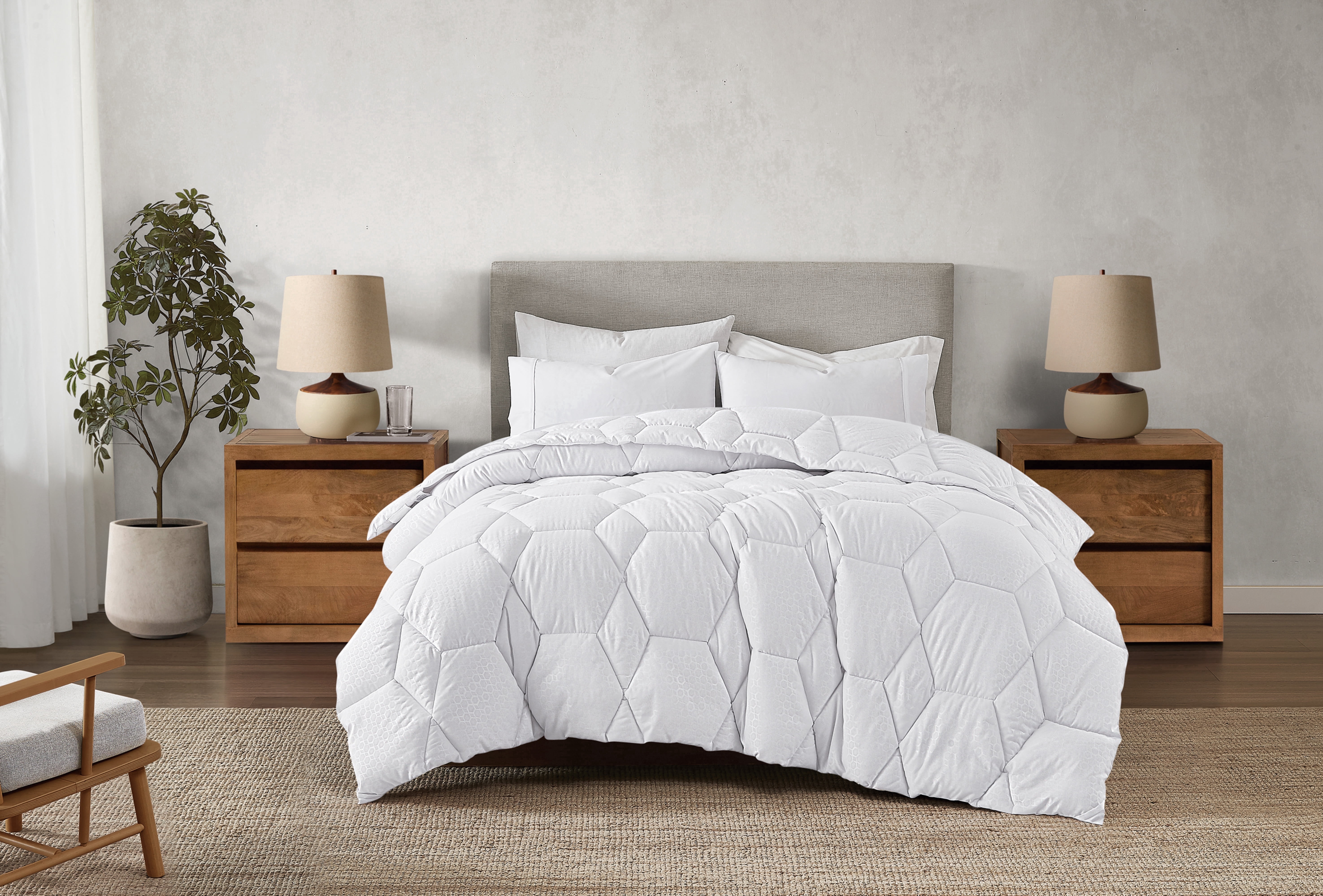 Nanobionic® Embossed Microfiber Down Alternative Queen Comforter in White