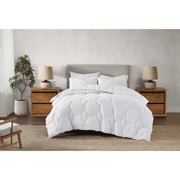 Nanobionic® Embossed Microfiber Down Alternative Queen Comforter in White