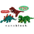 thumbnail image 1 of Nanoblock Building Blocks Dinosaurs Tyrannosaurus (T-Rex), Triceratops & Stegosaurus Gift Set Bundle - 3 Pack, 1 of 3
