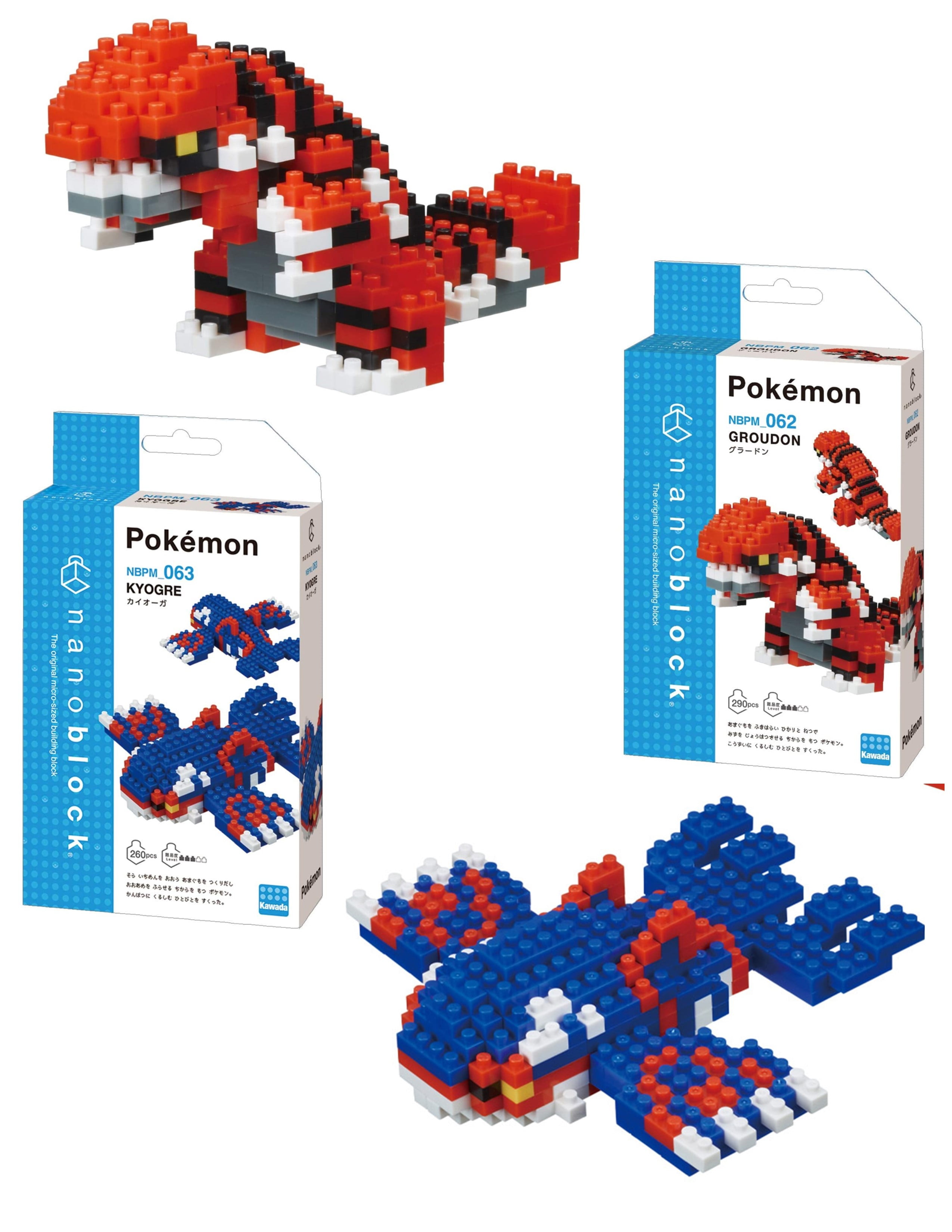 Nanoblock Building Blocks Pokemon Groudon , Kyogre 2 Pack Age 12+