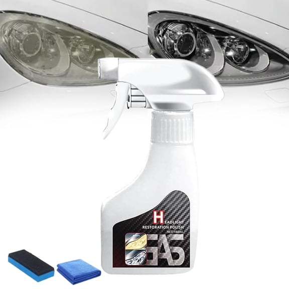Headlight Rejuvenator, 180 Ml Headlight Restoration Polish, 2025 HeadlightRestoration Spray, LiquidHeadlight Renewal Repair Agent, Auto Lights Restorer with Towels